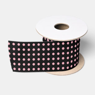 Ruban En Satin noir avec des points roses