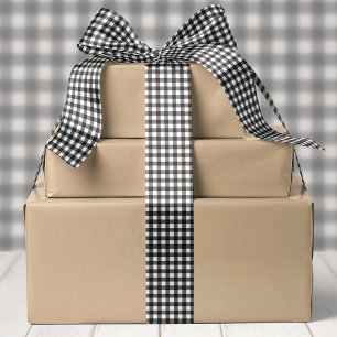 Ruban En Satin Noir Et Blanc Buffalo Plaid Noël