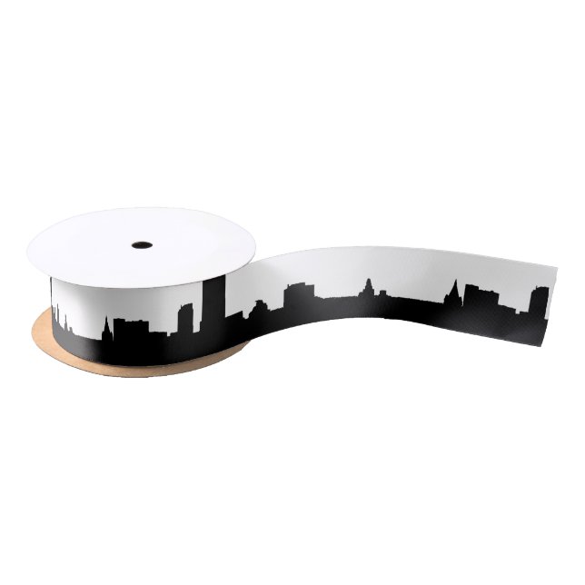 Ruban En Satin Noir et blanc New York Silhouette Pop Art (Bobine)