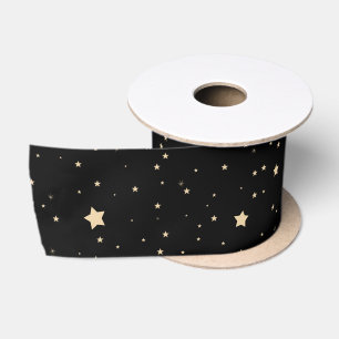 Ruban En Satin Noir et or étoile Motif de nuit Noël