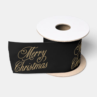 Ruban En Satin Noir et or Joyeux Noël