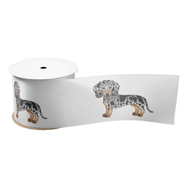 Ruban En Satin Noir Et Tan Dapper Cheveux Courte Dachshund Mignon (Bobine)