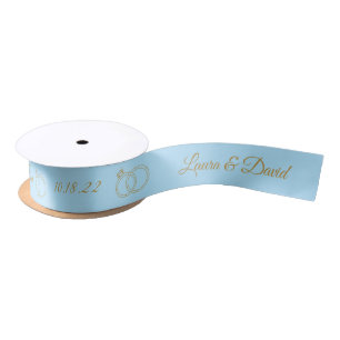 Ruban En Satin Nom personnalisé Mariage bleu doux Ruban