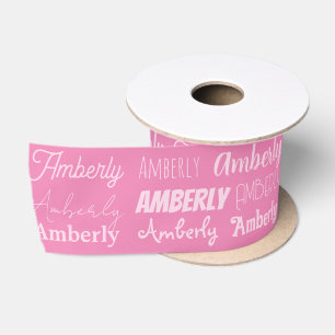 Ruban En Satin Nom rose personnalisé mignon Typographie Filles An