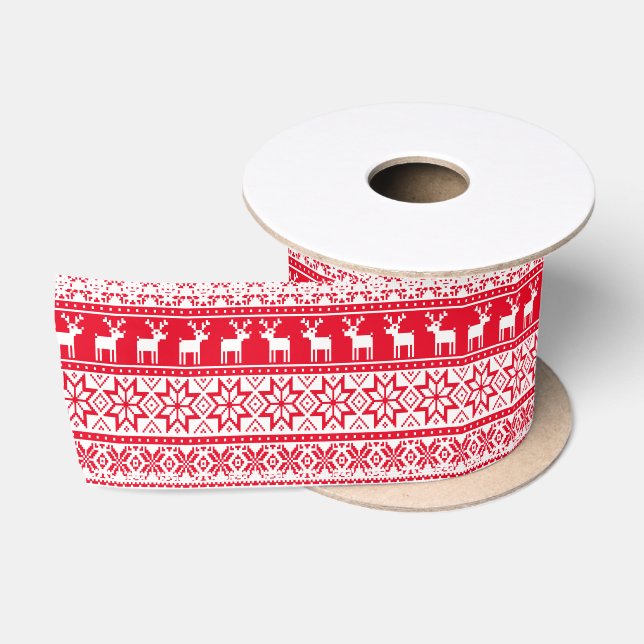 Ruban En Satin Nordic Reindeer Ugly Christmas Sweat Party (Bobine)