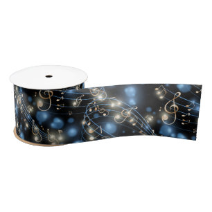 Ruban En Satin Notes musicales et lumières des fêtes