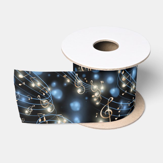 Ruban En Satin Notes musicales et lumières des fêtes (Bobine)
