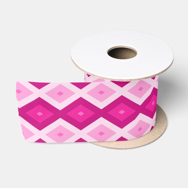 Ruban En Satin Nuances de motif de diamant fuchsia (Bobine)