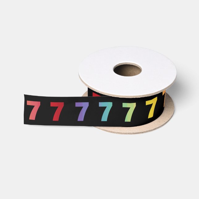 Ruban En Satin Numéro 7 Ruban Couleurs arc-en-ciel (Bobine)