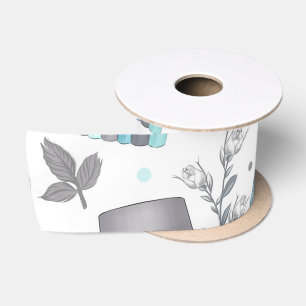 RUBAN EN SATIN OBJETS BLEUS ET GRAY PASTEL