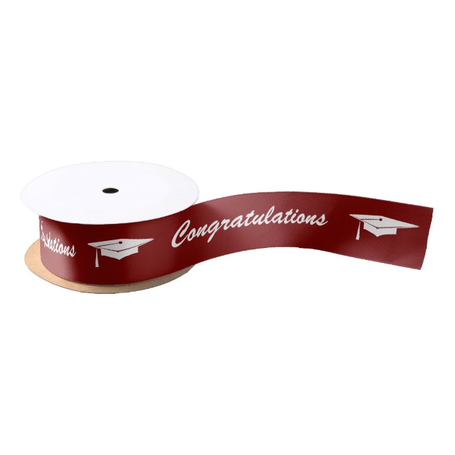 Ruban En Satin Obtention du diplôme - félicitations - rouge (Bobine)