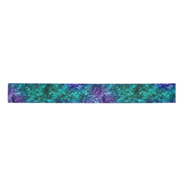 Ruban En Satin Océan Glamor violet et Parties scintillant Turquoi (Devant)