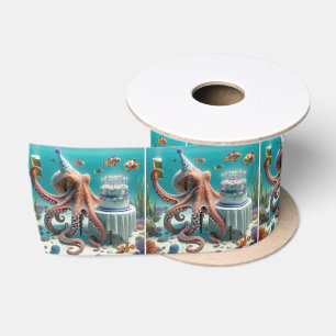 Ruban En Satin Octopus d'anniversaire avec une bière