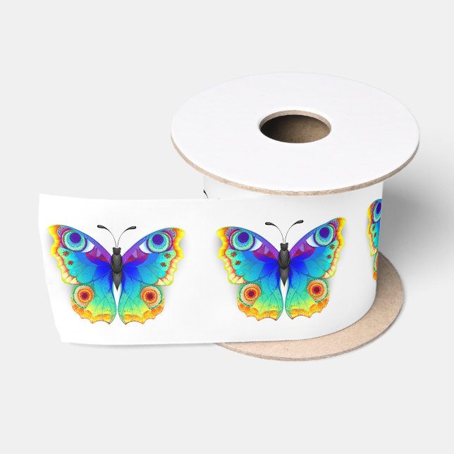 Ruban En Satin Oeil de paon arc-en-ciel (Bobine)