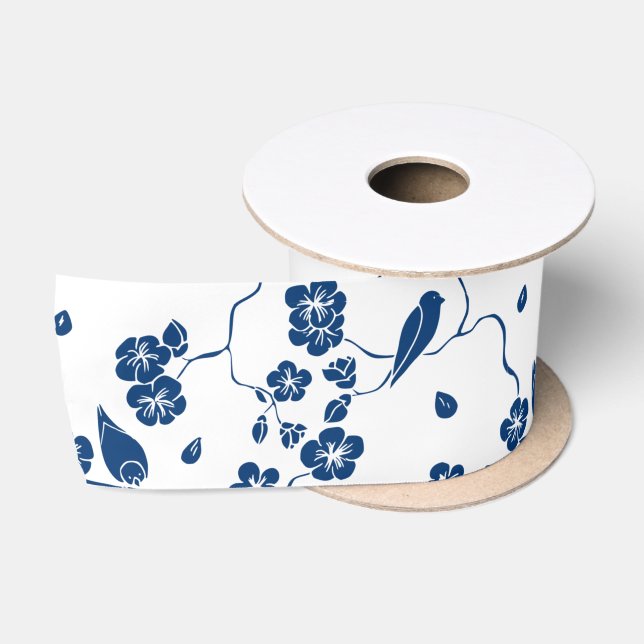Ruban En Satin Oiseaux de Toile Contemporains & Floraux Ruban Sat (Bobine)