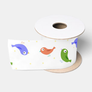 Ruban En Satin Oiseaux multicolores