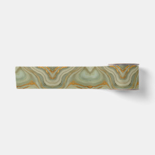 Ruban En Satin Onyx Vert Sauge Avec Or