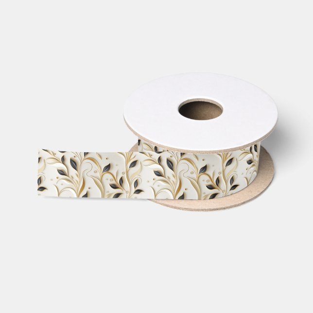 Ruban En Satin Or blanc glamour et noir Motifs sans couture (Bobine)