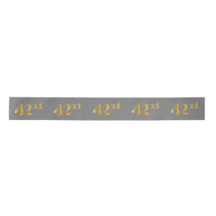 Ruban En Satin Or Faux/Imitation "42ème" Numéro d'Événement (Gris