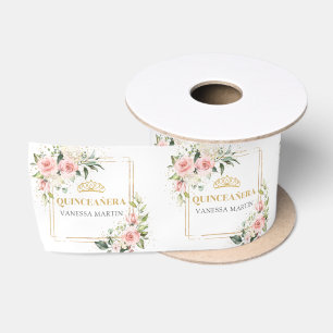 Ruban En Satin Or floral brun tendance Quinceanera