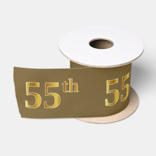 Ruban En Satin Or Imitation Faux "55ème" Numéro d'événement (Marr