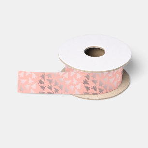 Ruban En Satin Or rose élégant et motif rose d'arbre de Noël