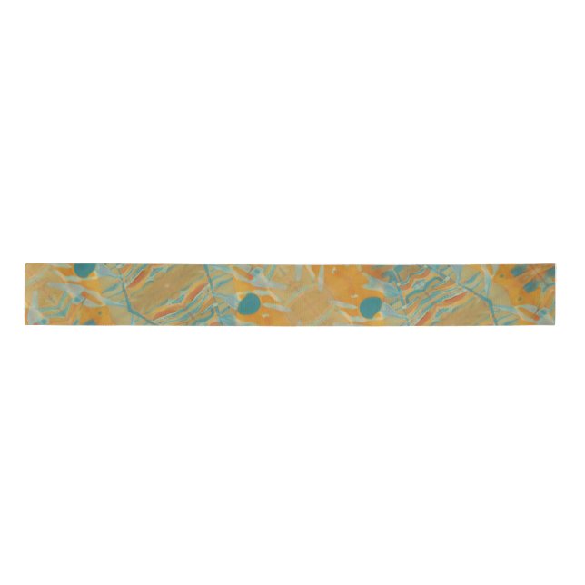 Ruban En Satin orange et sarcelle abstraits (Devant)