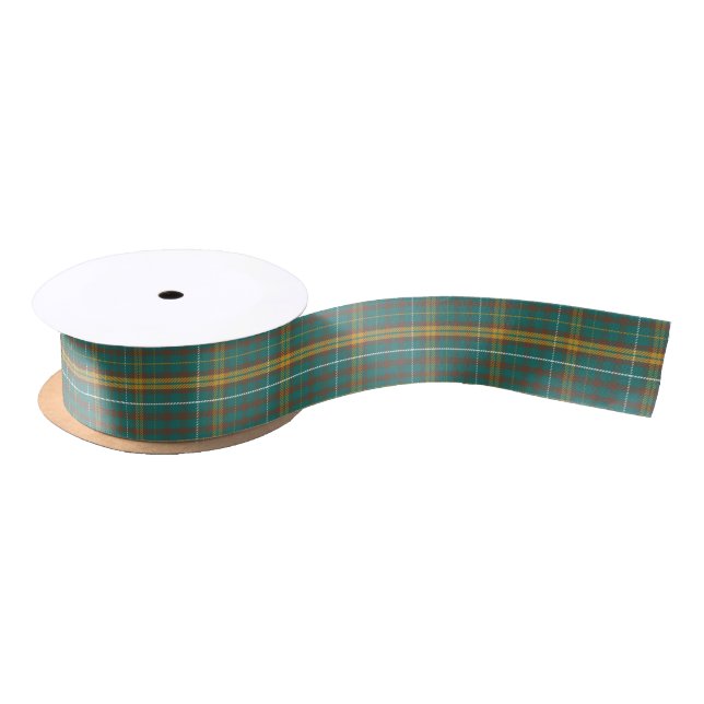 Ruban En Satin Orange Turquoise Brown élégant Twill Plaid Motif (Bobine)
