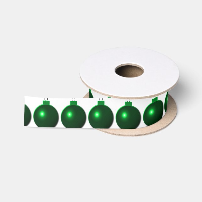 Ruban En Satin Ornement de bal de Noël vert brillant (Bobine)