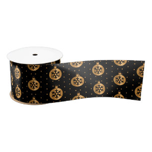 Ruban En Satin Ornements de Noël en or et noir