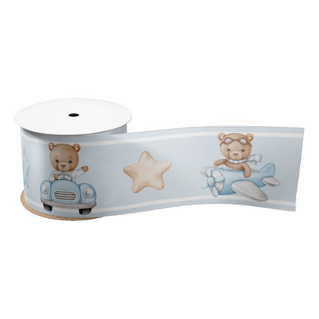 Ruban En Satin Ours bleu Teddy (Bobine)