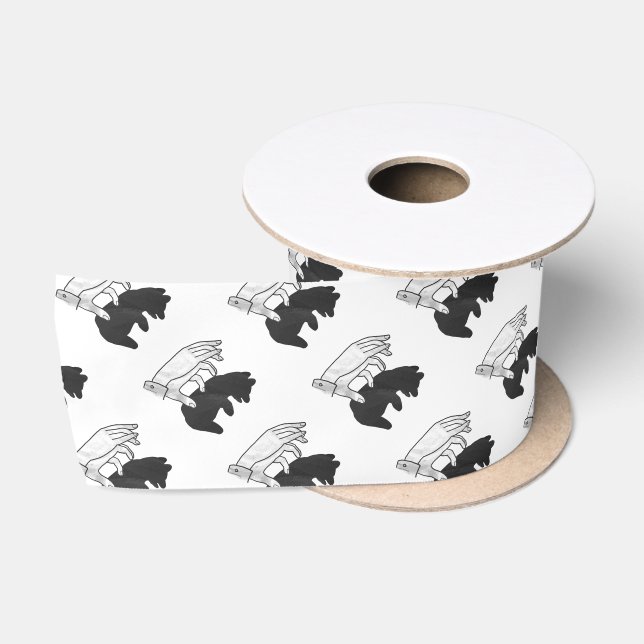 Ruban En Satin Ours CUB de silhouette de main (Bobine)