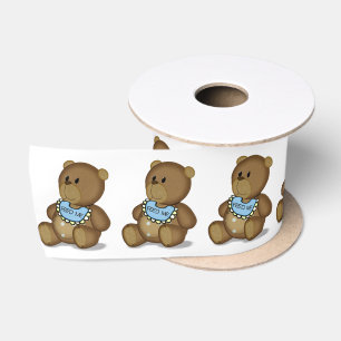Ruban En Satin Ours en peluche avec bib sur blanc