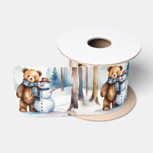 Ruban En Satin Ours En Teddy Avec Snowman