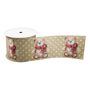 Ruban En Satin Ours En Teddy D'Hiver Sur Les Pois