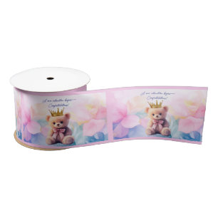 Ruban En Satin Ours rose couronne d'or Félicitations !