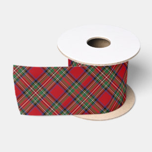 Ruban En Satin Paid Red Green Clan Stewart Check Tartan