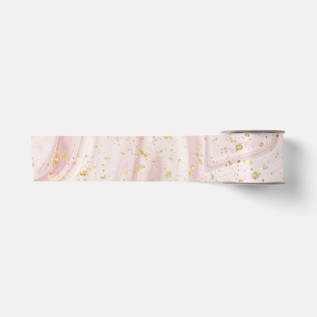 Ruban En Satin Paillettes Pink and White Marble (Devant)
