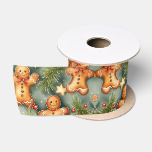Ruban En Satin Pain d'épice biscuits homme étoiles aquarelle art