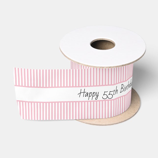 Ruban En Satin Pâle - joyeux anniversaire de rayure motif de (Bobine)