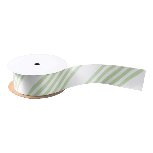 Ruban En Satin Pale vert et blanc cinq bandes motif (Bobine)