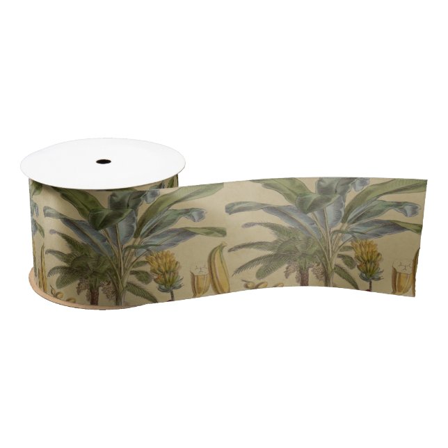 Ruban En Satin Palm Antique Fruit Tropical Art Botanique (Bobine)