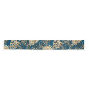 Ruban En Satin Palm Tree Tropical Feuille Motif Turquoise Blue Go