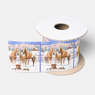 Ruban En Satin Palomino Appaloosa Chevaux En Neige