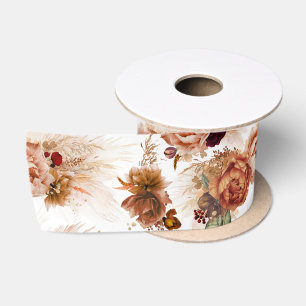 Ruban En Satin Pampas Grass et Terracotta Rust Fleurs Botanique
