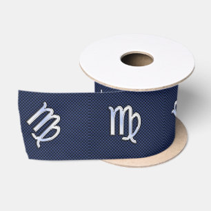 Ruban En Satin Panneau Virgo Zodiac sur Décor bleu marine