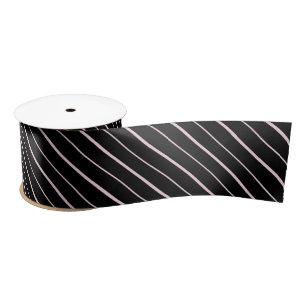 Ruban En Satin Papier cadeau à rayures noires et roses