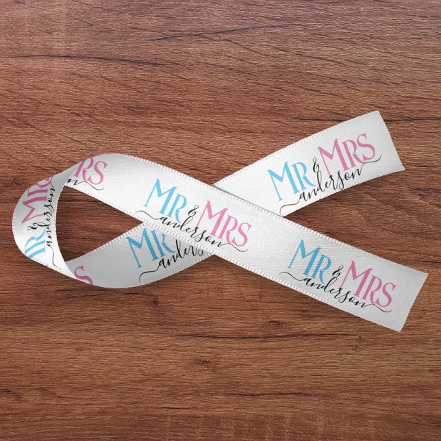 Ruban En Satin Papier cadeau pour jeunes mariés Monsieur et Madam (Créateur téléchargé)