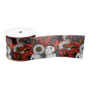Ruban En Satin Papillon blanc et rose