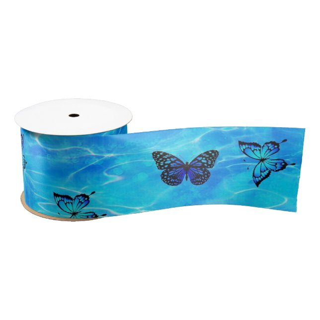 Ruban En Satin Papillon bleu (Bobine)